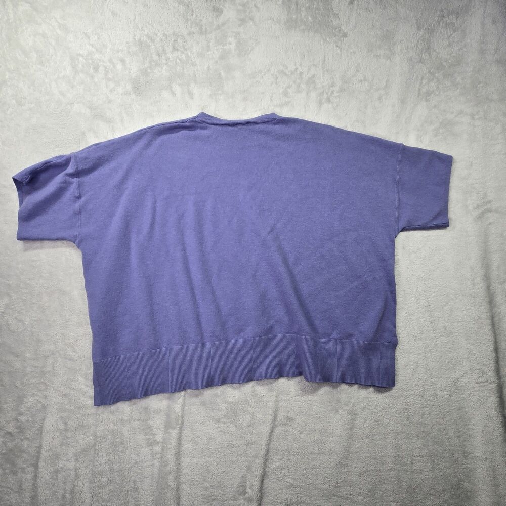 2 Splendid Women's Large Short Sleeve Oversized Pullover Sweater Tan Blue - Picture 3 of 9